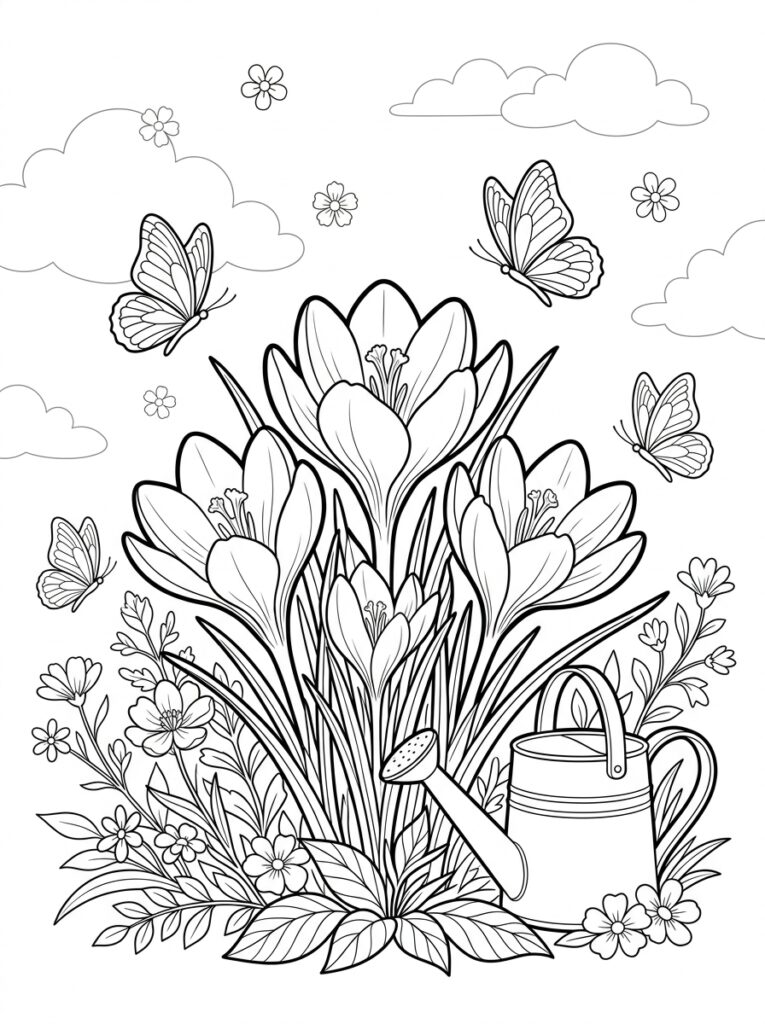 Krokus Kleurplaten (Gratis PDF Printables) 20 - gratis kleurplaat om te printen
