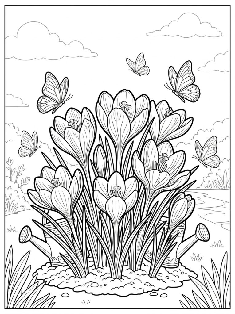 Krokus Kleurplaten (Gratis PDF Printables) 21 - gratis kleurplaat om te printen