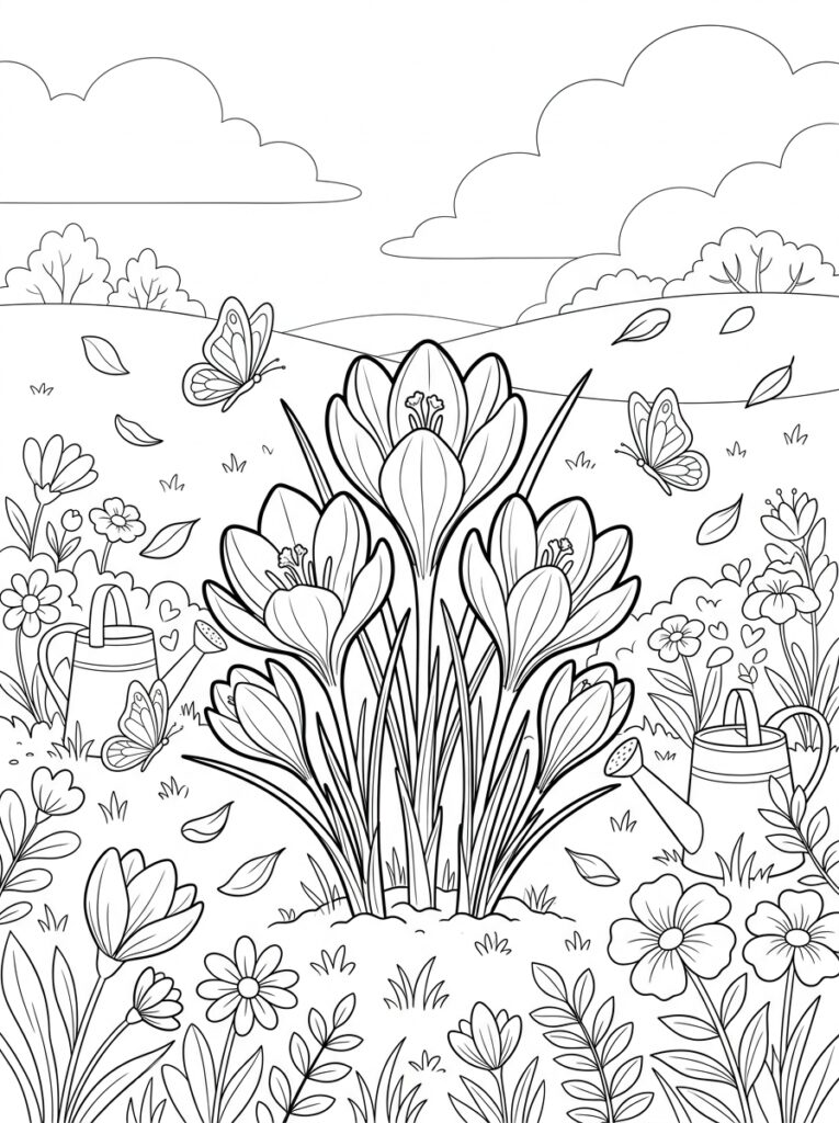 Krokus Kleurplaten (Gratis PDF Printables) 22 - gratis kleurplaat om te printen