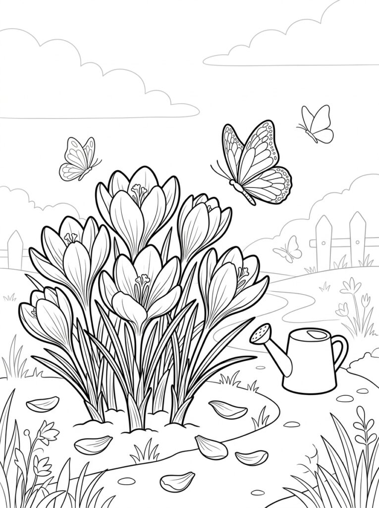 Krokus Kleurplaten (Gratis PDF Printables) 23 - gratis kleurplaat om te printen