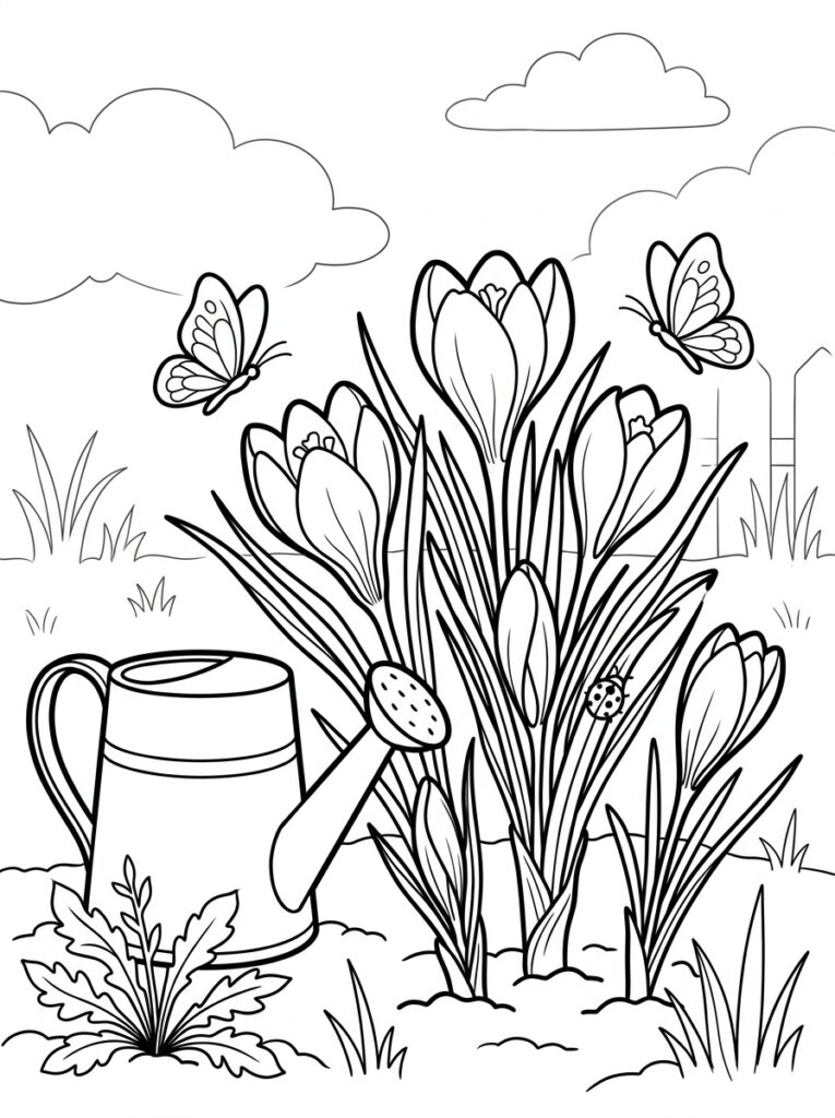 Krokus Kleurplaten (Gratis PDF Printables) 24 - gratis kleurplaat om te printen