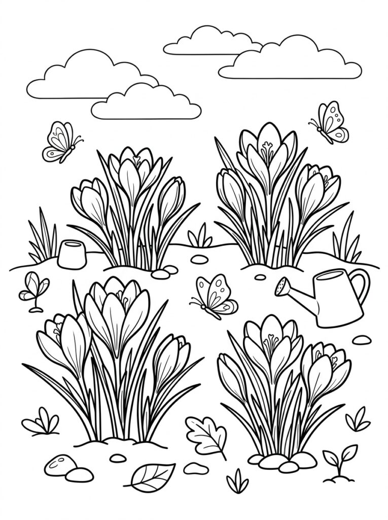 Krokus Kleurplaten (Gratis PDF Printables) 25 - gratis kleurplaat om te printen