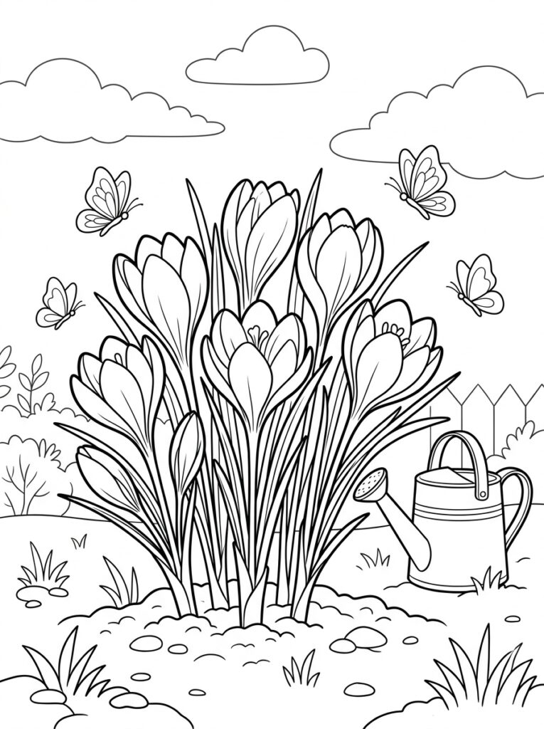 Krokus Kleurplaten (Gratis PDF Printables) 26 - gratis kleurplaat om te printen