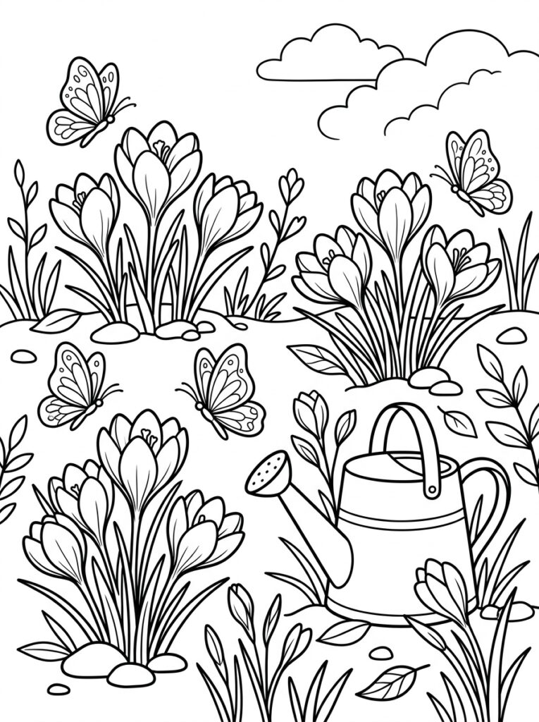 Krokus Kleurplaten (Gratis PDF Printables) 27 - gratis kleurplaat om te printen