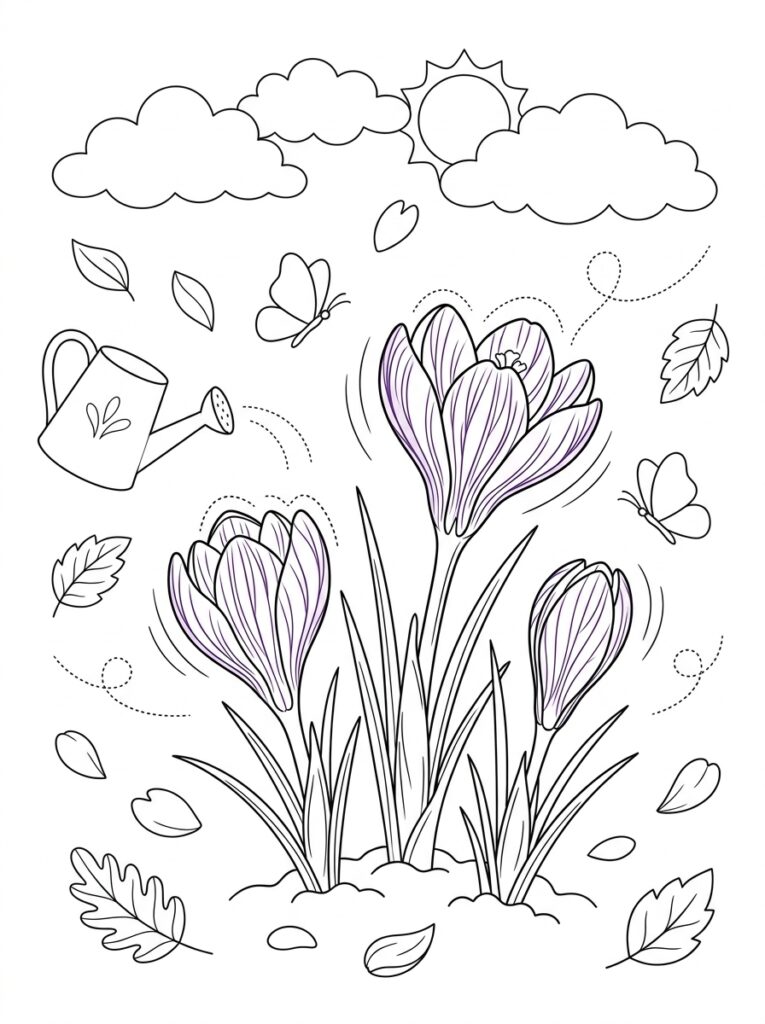 Krokus Kleurplaten (Gratis PDF Printables) 28 - gratis kleurplaat om te printen