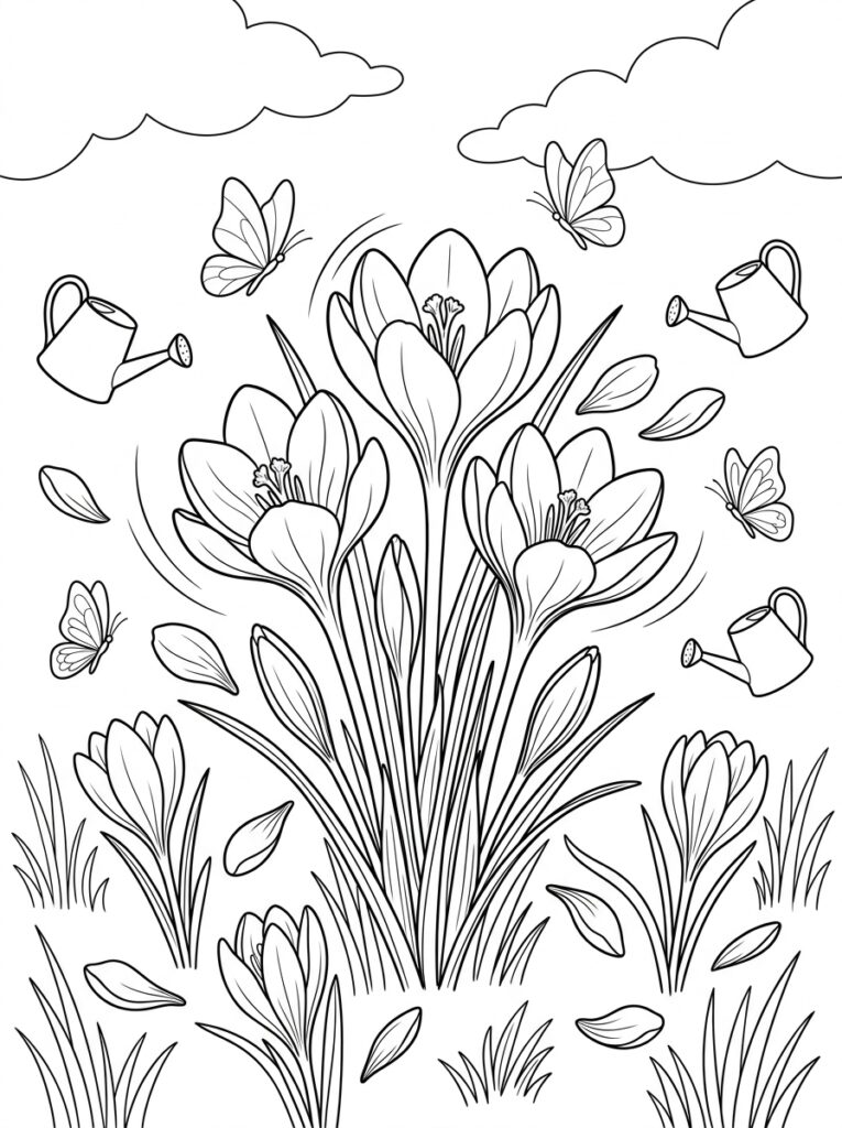 Krokus Kleurplaten (Gratis PDF Printables) 29 - gratis kleurplaat om te printen
