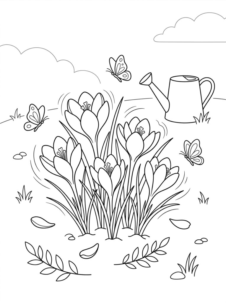 Krokus Kleurplaten (Gratis PDF Printables) 30 - gratis kleurplaat om te printen