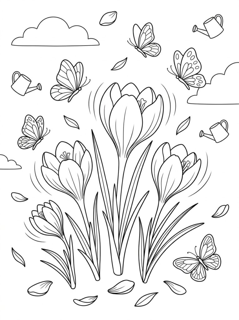 Krokus Kleurplaten (Gratis PDF Printables) 31 - gratis kleurplaat om te printen