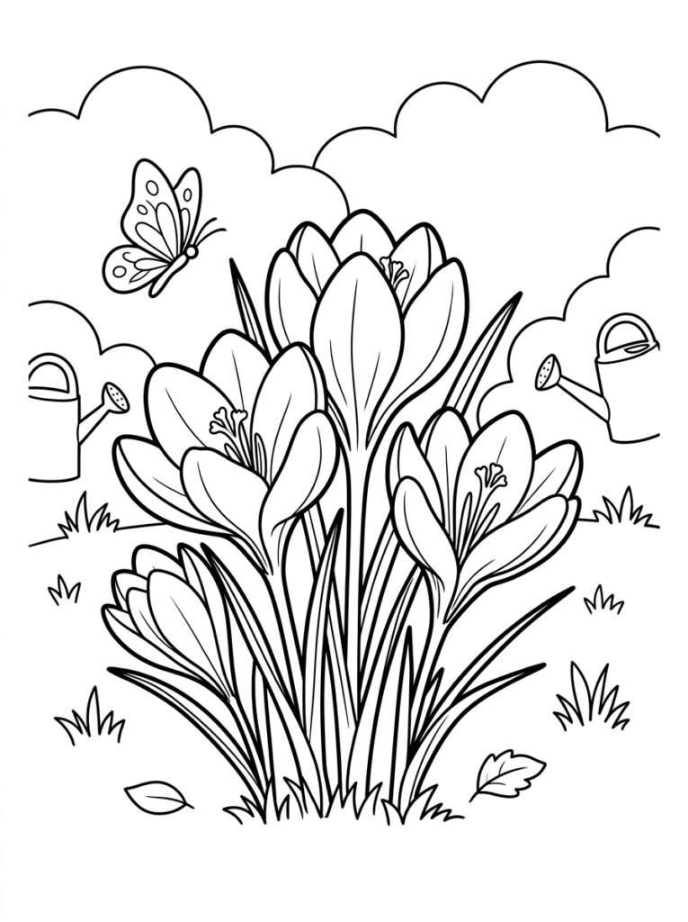 Krokus Kleurplaten (Gratis PDF Printables) 32 - gratis kleurplaat om te printen