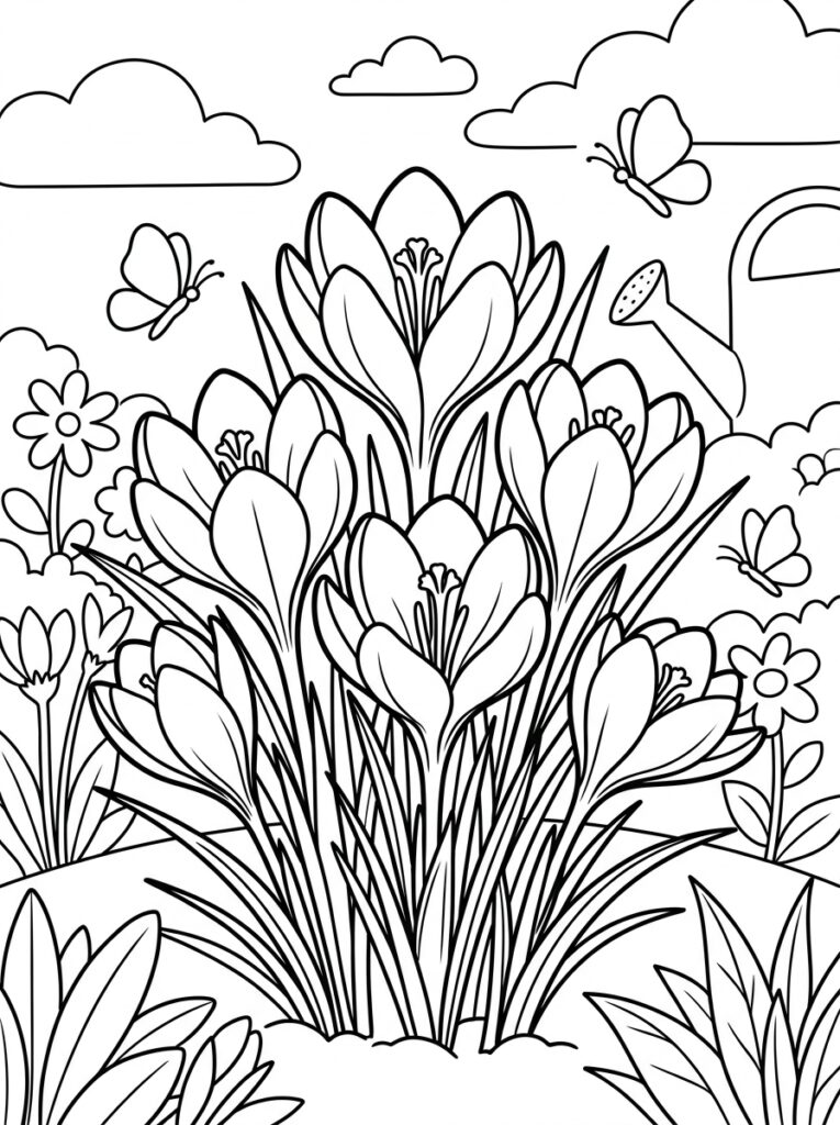 Krokus Kleurplaten (Gratis PDF Printables) 33 - gratis kleurplaat om te printen