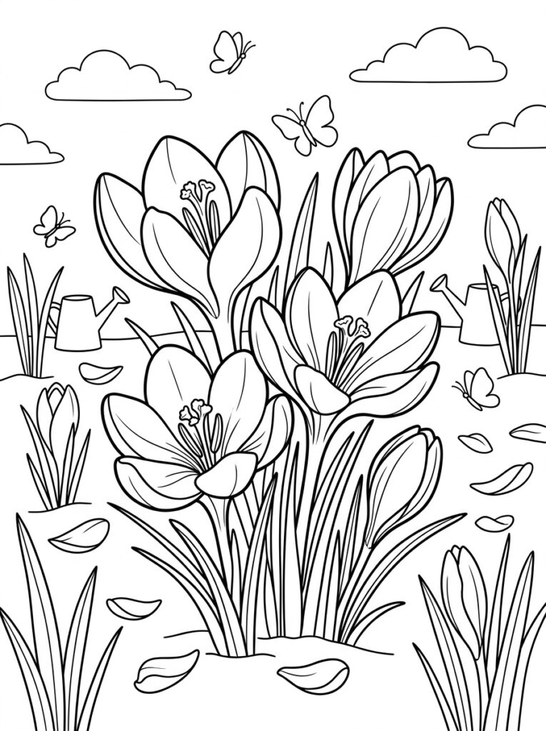 Krokus Kleurplaten (Gratis PDF Printables) 34 - gratis kleurplaat om te printen