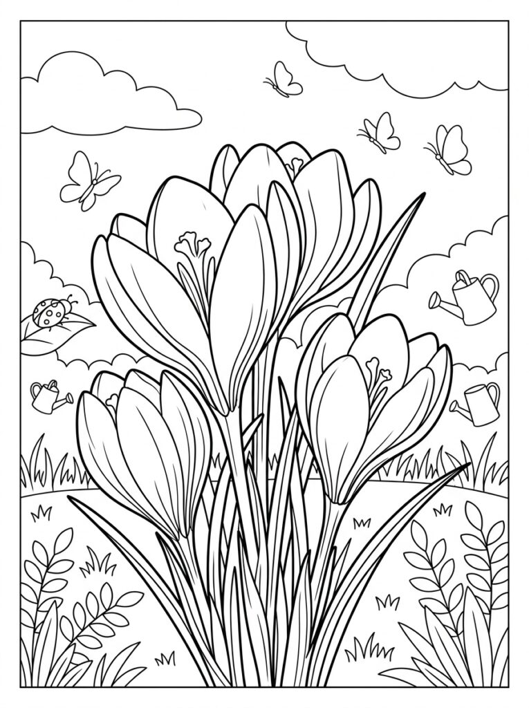 Krokus Kleurplaten (Gratis PDF Printables) 35 - gratis kleurplaat om te printen