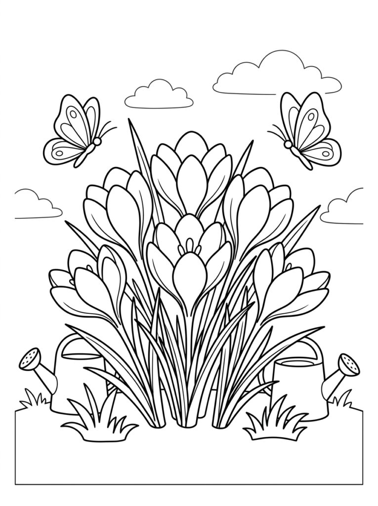 Krokus Kleurplaten (Gratis PDF Printables) 36 - gratis kleurplaat om te printen