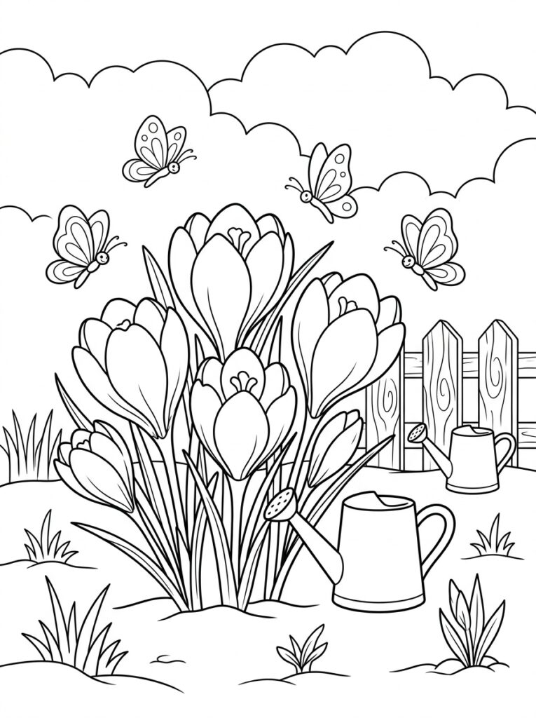 Krokus Kleurplaten (Gratis PDF Printables) 37 - gratis kleurplaat om te printen