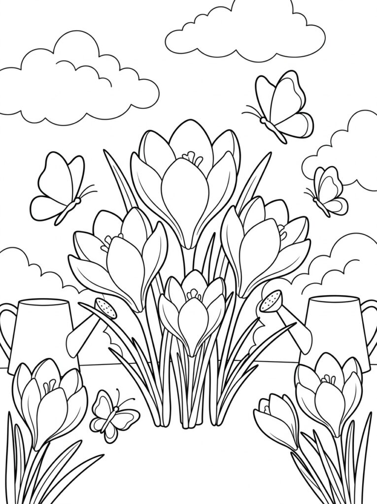 Krokus Kleurplaten (Gratis PDF Printables) 38 - gratis kleurplaat om te printen