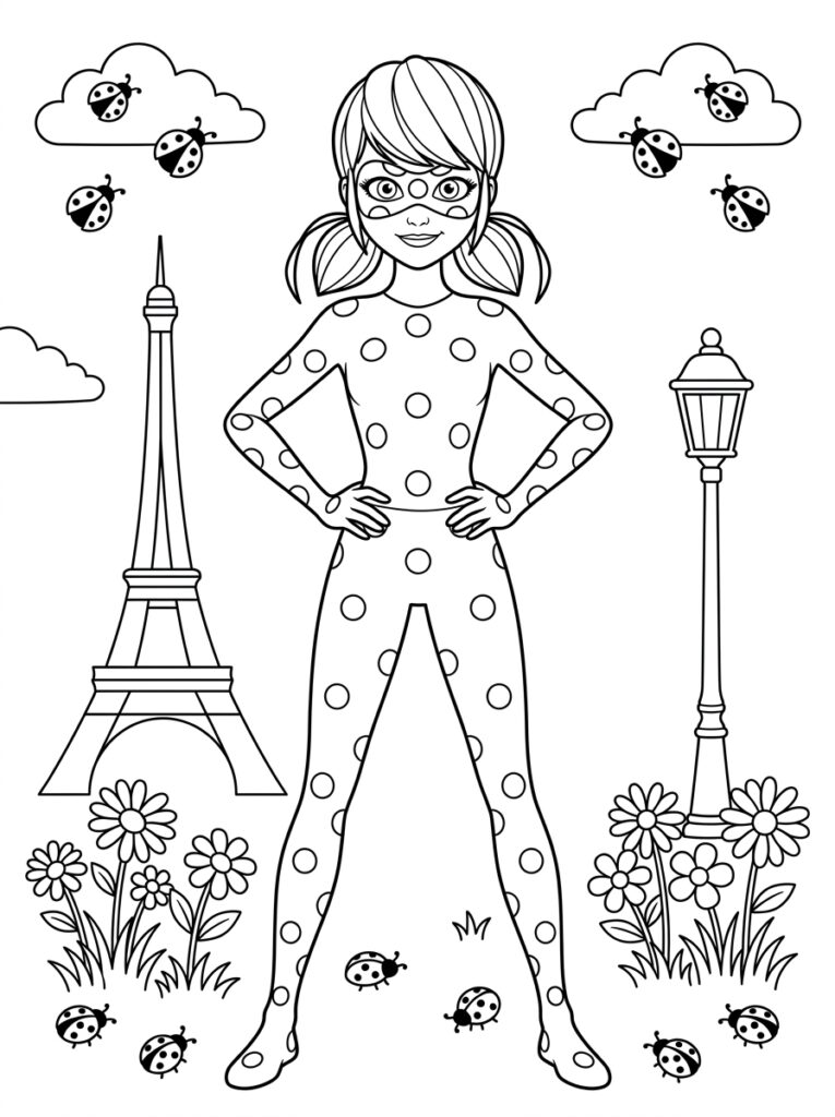 Ladybug Kleurplaten (Gratis PDF Printables) 03 - gratis kleurplaat om te printen