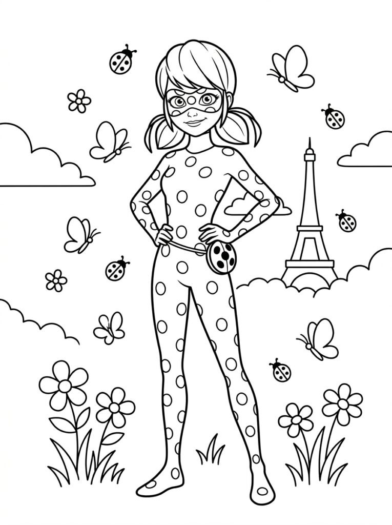 Ladybug Kleurplaten (Gratis PDF Printables) 07 - gratis kleurplaat om te printen