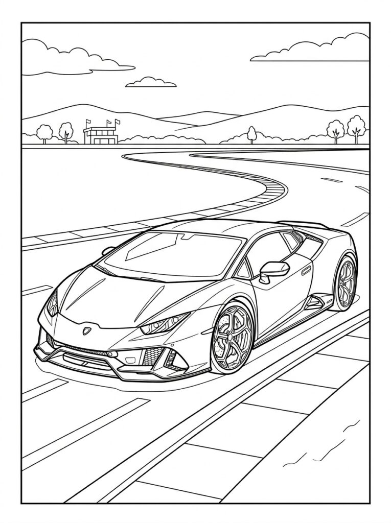 Lamborghini Huracan Kleurplaten (Gratis PDF Printables) 01 - gratis kleurplaat om te printen