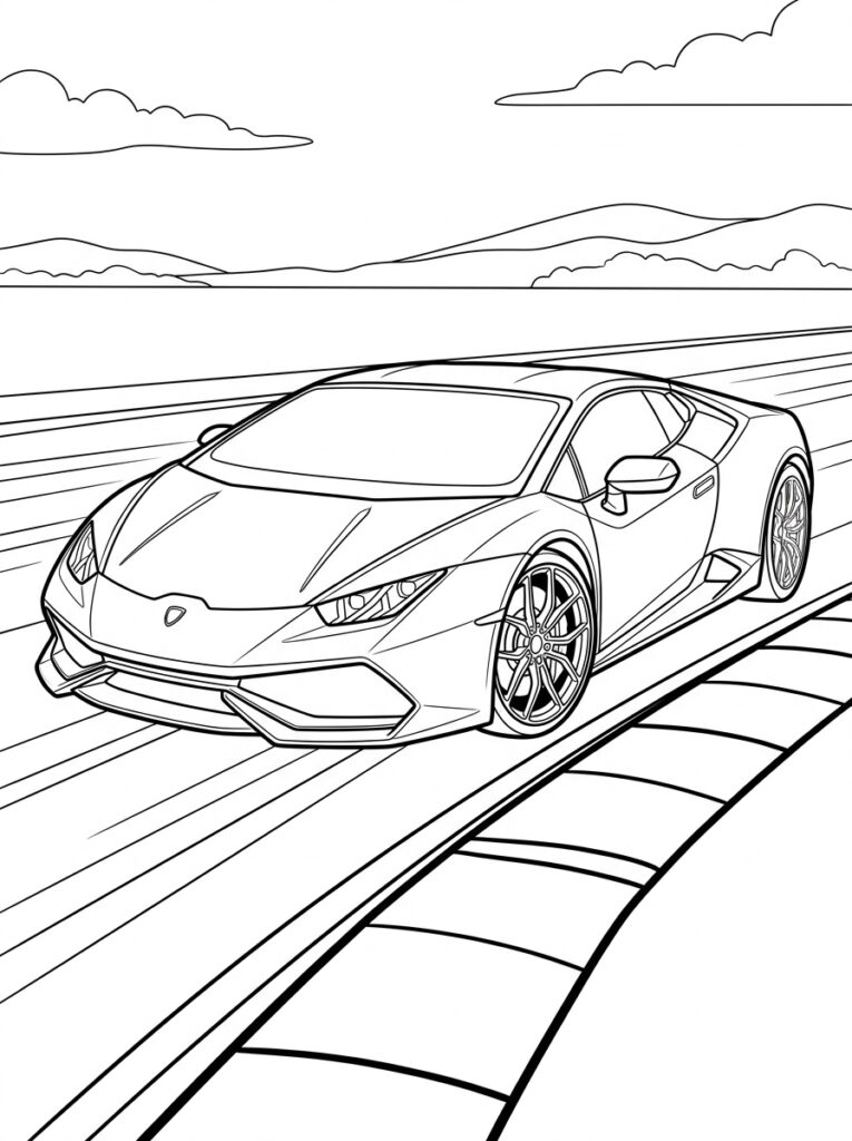 Lamborghini Huracan Kleurplaten (Gratis PDF Printables) 02 - gratis kleurplaat om te printen