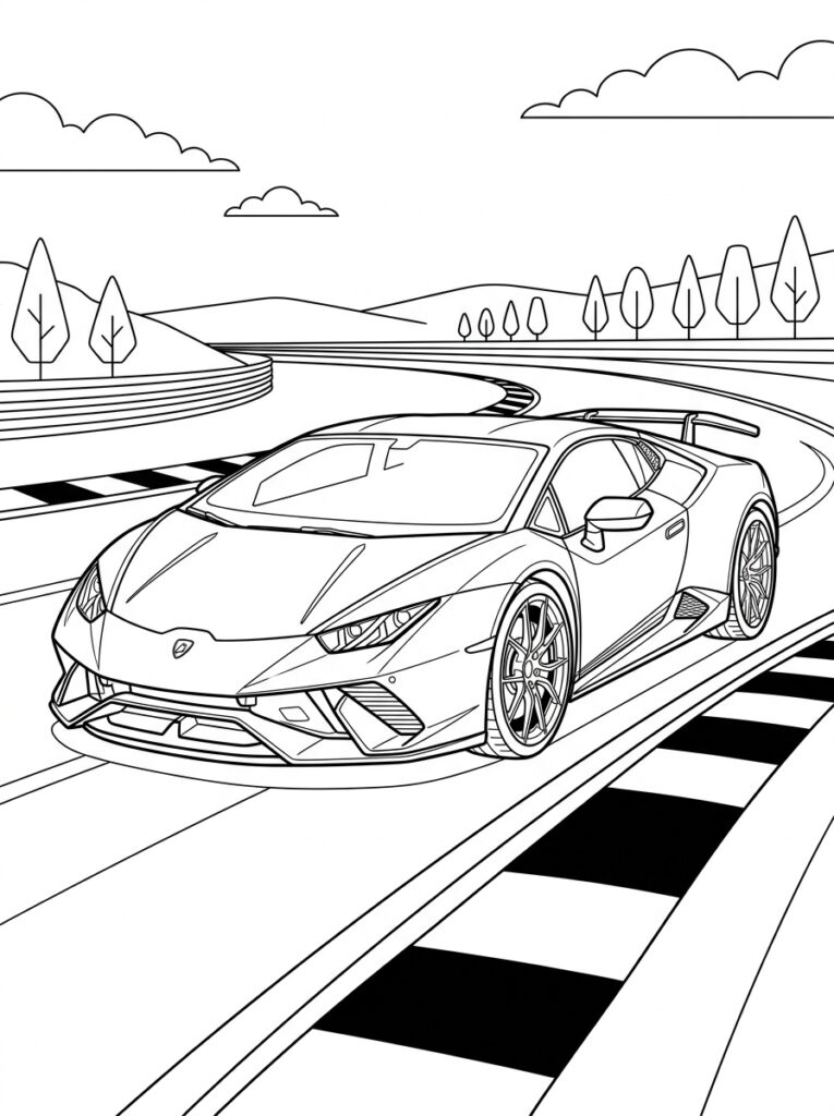 Lamborghini Huracan Kleurplaten (Gratis PDF Printables) 09 - gratis kleurplaat om te printen