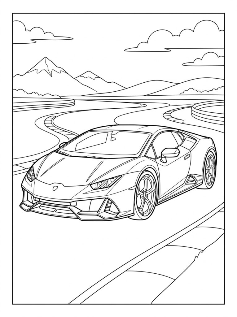 Lamborghini Huracan Kleurplaten (Gratis PDF Printables) 36 - gratis kleurplaat om te printen