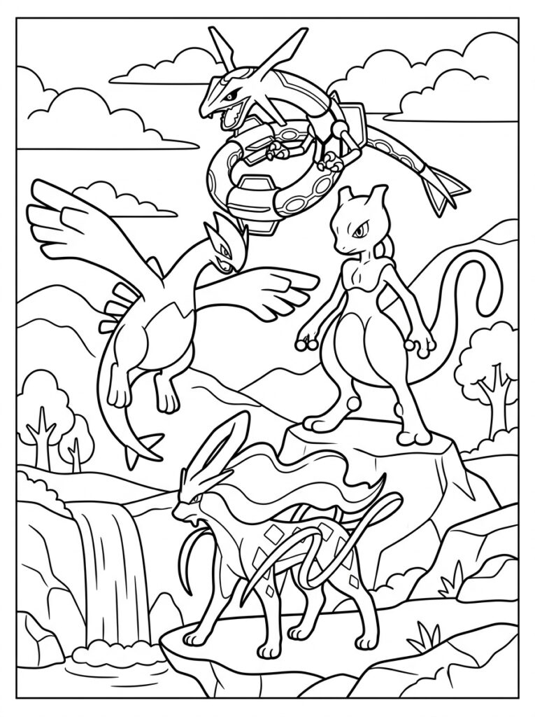 Legendarische Pokemon Kleurplaten (Gratis PDF Printables) 03 - gratis kleurplaat om te printen