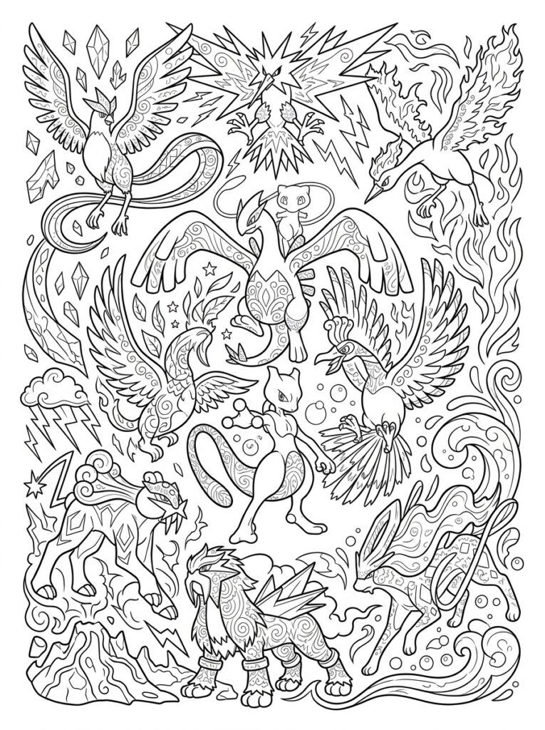 Legendarische Pokemon Kleurplaten (Gratis PDF Printables) 06 - gratis kleurplaat om te printen