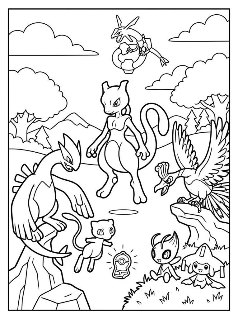 Legendarische Pokemon Kleurplaten (Gratis PDF Printables) 30 - gratis kleurplaat om te printen