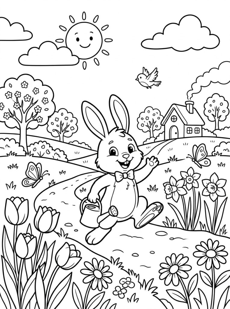 Lente Kleurplaten (Gratis PDF Printables) 01 - gratis kleurplaat om te printen