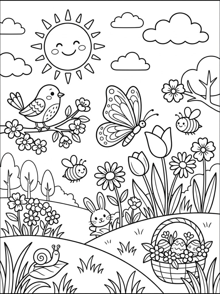 Lente Kleurplaten (Gratis PDF Printables) 04 - gratis kleurplaat om te printen