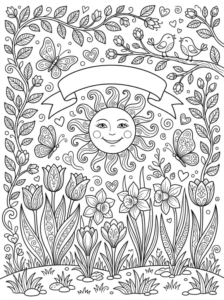 Lente Kleurplaten (Gratis PDF Printables) 05 - gratis kleurplaat om te printen