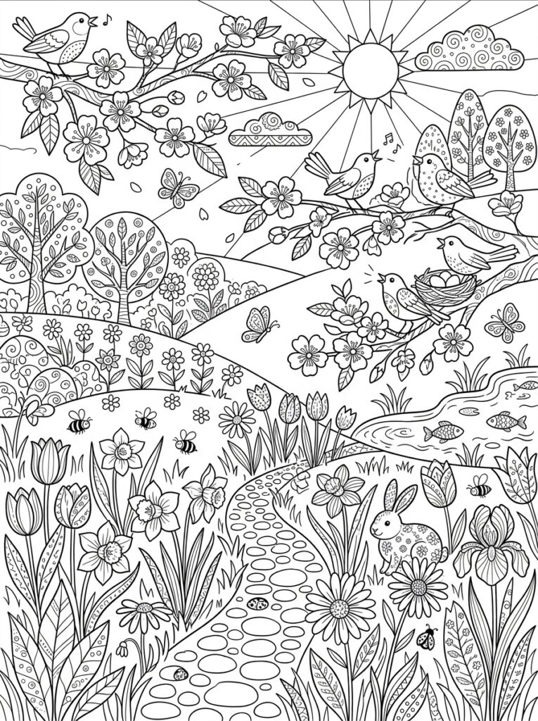 Lente Kleurplaten (Gratis PDF Printables) 06 - gratis kleurplaat om te printen