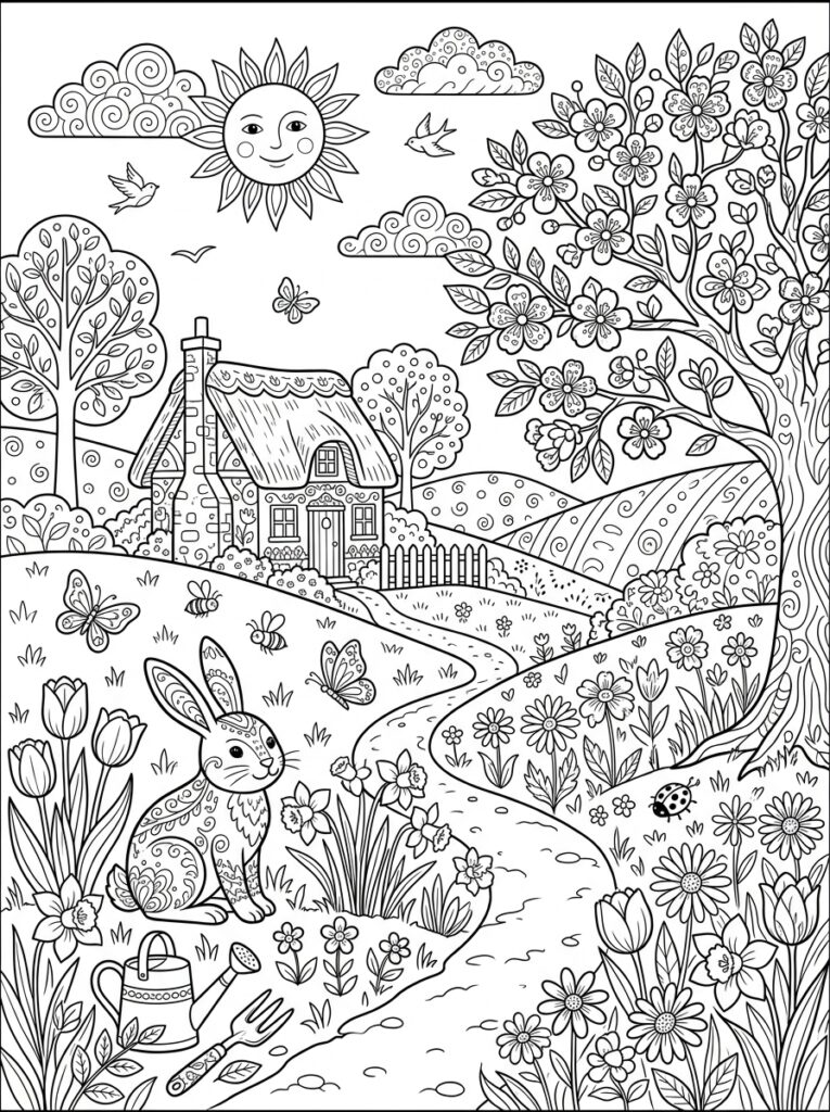 Lente Kleurplaten (Gratis PDF Printables) 07 - gratis kleurplaat om te printen