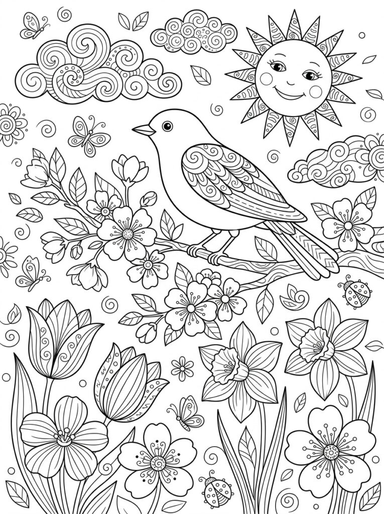 Lente Kleurplaten (Gratis PDF Printables) 08 - gratis kleurplaat om te printen