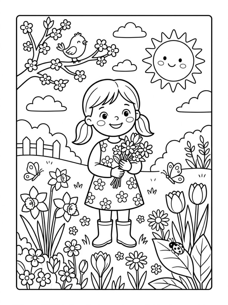 Lente Kleurplaten (Gratis PDF Printables) 10 - gratis kleurplaat om te printen