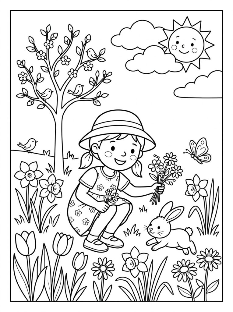Lente Kleurplaten (Gratis PDF Printables) 11 - gratis kleurplaat om te printen