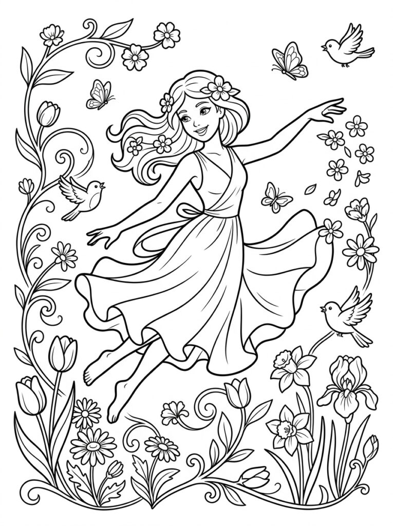 Lente Kleurplaten (Gratis PDF Printables) 17 - gratis kleurplaat om te printen