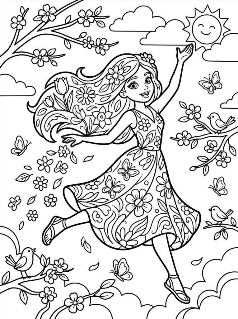Lente Kleurplaten (Gratis PDF Printables) 19 - gratis kleurplaat om te printen