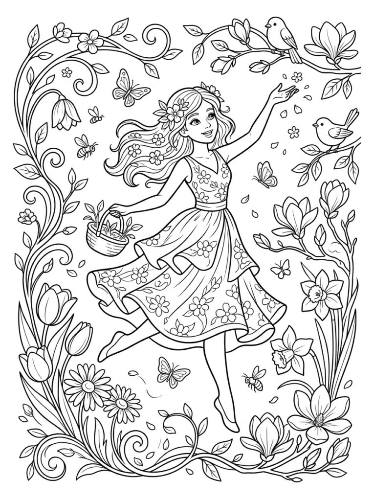 Lente Kleurplaten (Gratis PDF Printables) 20 - gratis kleurplaat om te printen
