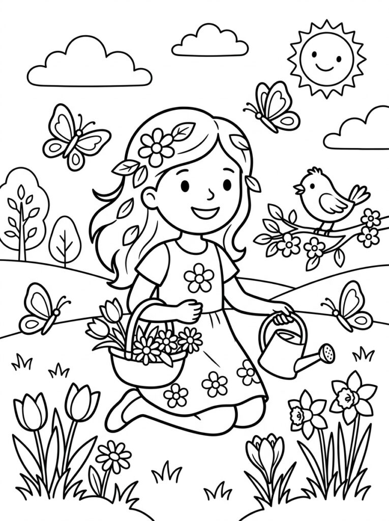 Lente Kleurplaten (Gratis PDF Printables) 23 - gratis kleurplaat om te printen
