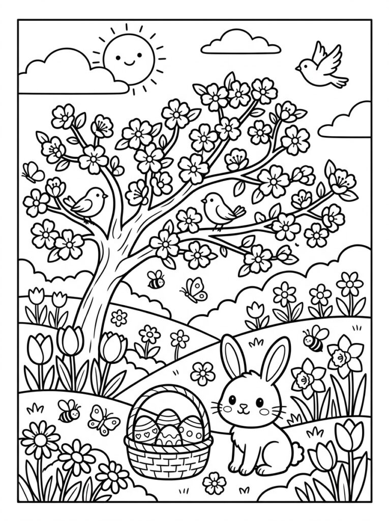 Lente Kleurplaten (Gratis PDF Printables) 27 - gratis kleurplaat om te printen