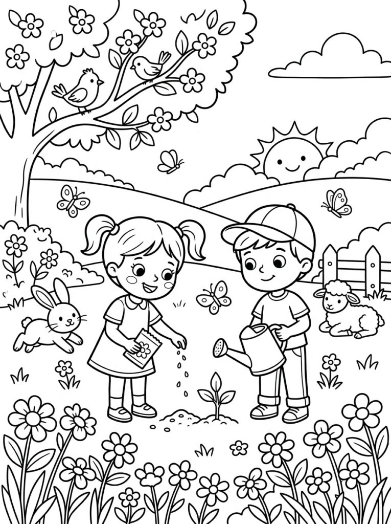 Lente Kleurplaten (Gratis PDF Printables) 32 - gratis kleurplaat om te printen