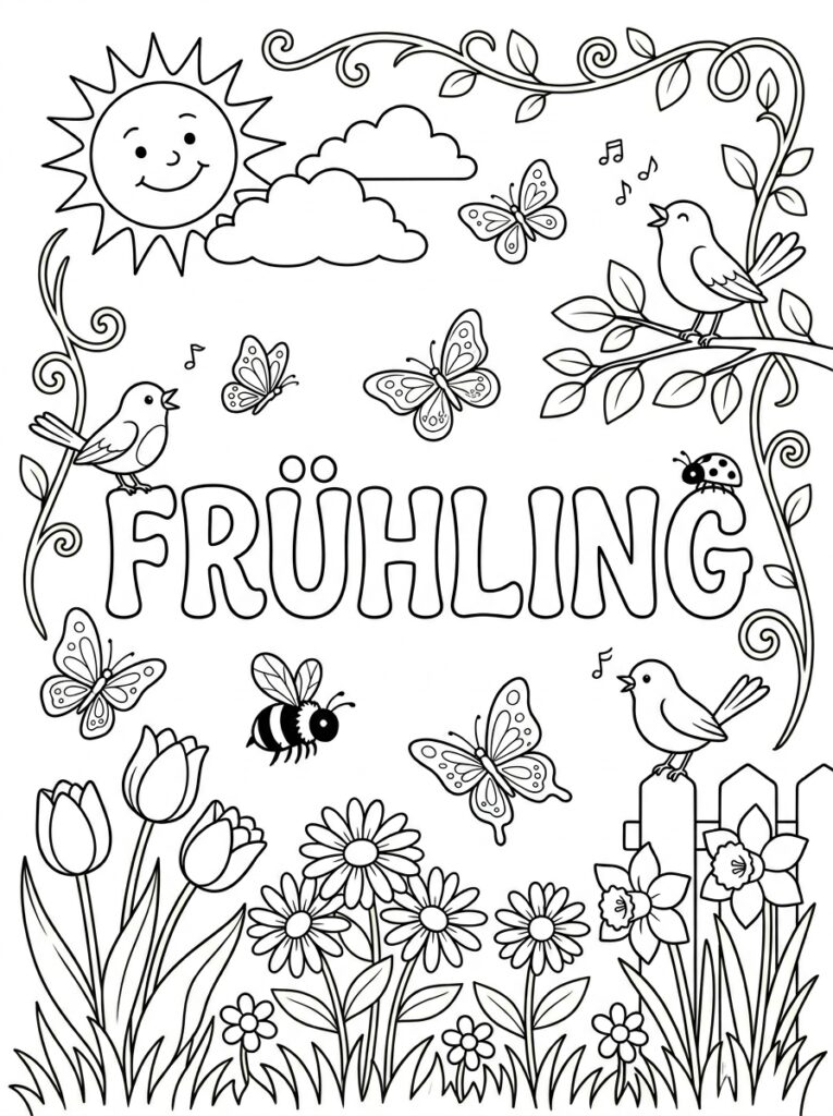 Lente Kleurplaten (Gratis PDF Printables) 37 - gratis kleurplaat om te printen