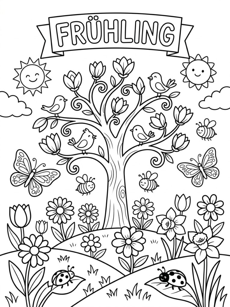 Lente Kleurplaten (Gratis PDF Printables) 38 - gratis kleurplaat om te printen