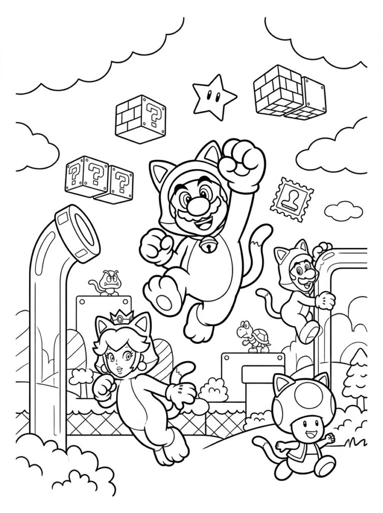 Mario 3D World Kleurplaten (Gratis PDF Printables) 01 - gratis kleurplaat om te printen