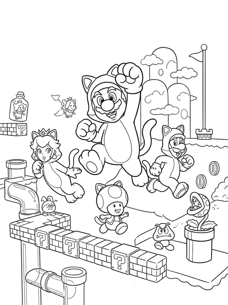 Mario 3D World Kleurplaten (Gratis PDF Printables) 02 - gratis kleurplaat om te printen