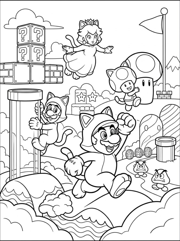Mario 3D World Kleurplaten (Gratis PDF Printables) 03 - gratis kleurplaat om te printen