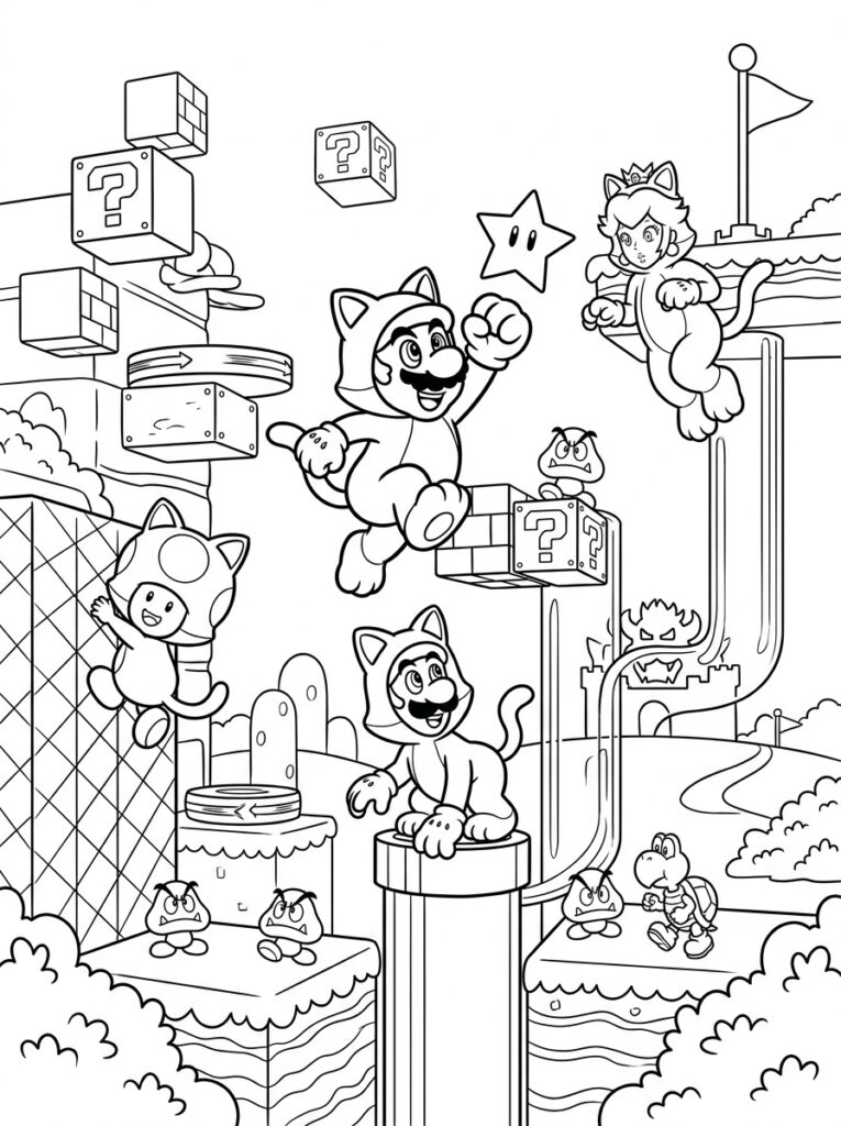 Mario 3D World Kleurplaten (Gratis PDF Printables) 04 - gratis kleurplaat om te printen