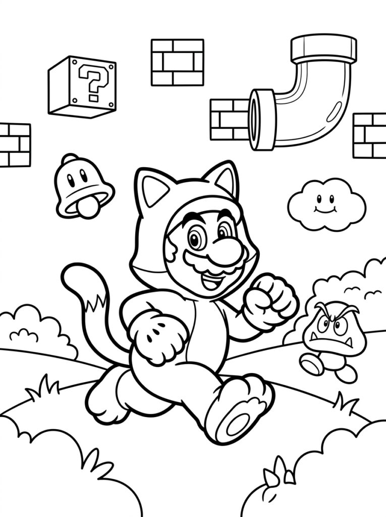 Mario 3D World Kleurplaten (Gratis PDF Printables) 05 - gratis kleurplaat om te printen