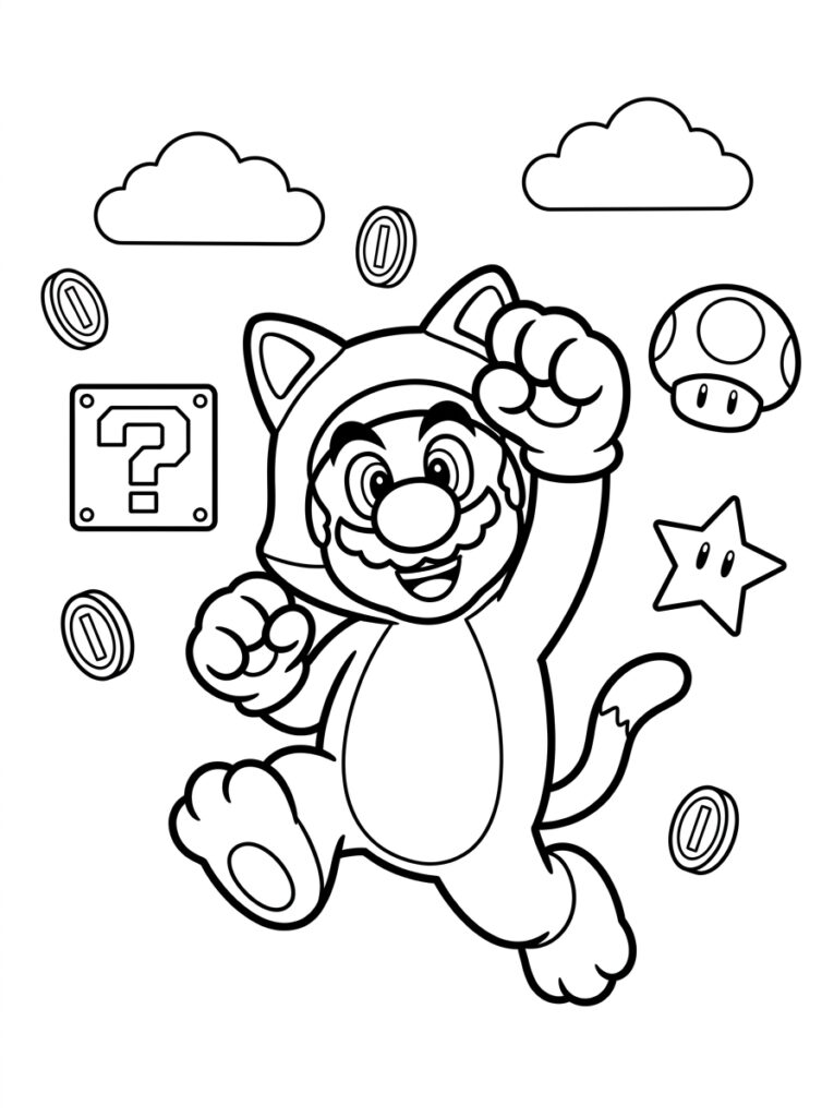 Mario 3D World Kleurplaten (Gratis PDF Printables) 07 - gratis kleurplaat om te printen